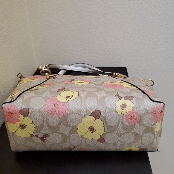 Coach Kacey Satchel In Signature Canvas With Floral Cluster Print - Picture 13 of 16